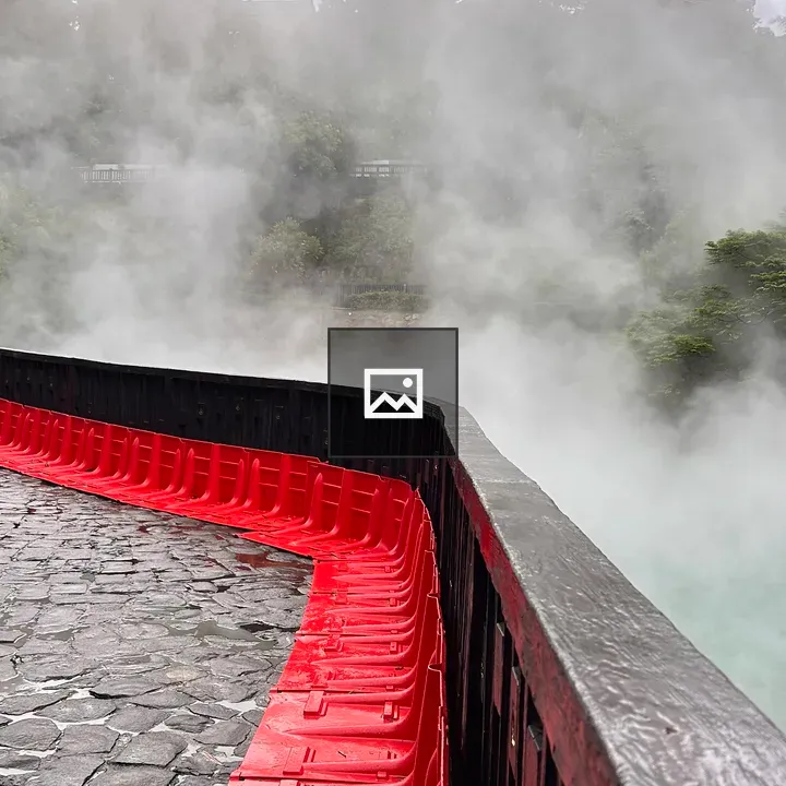 Mist in landscape with stone path