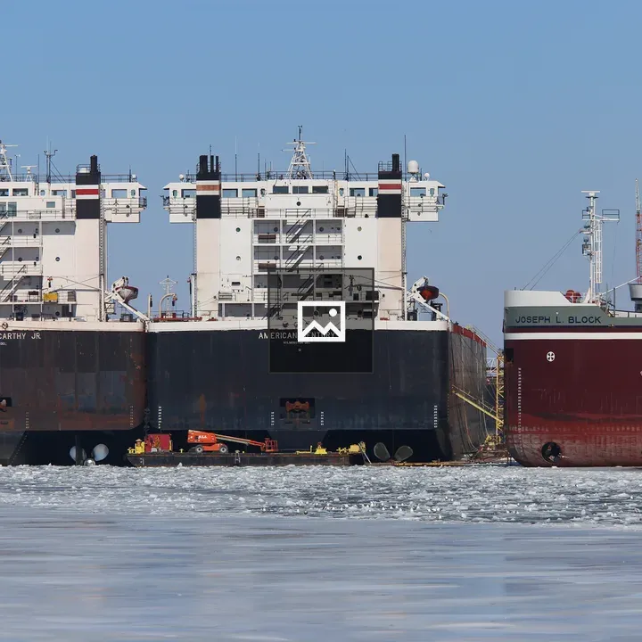 Cargo ships in Sturgeon Bay harbor