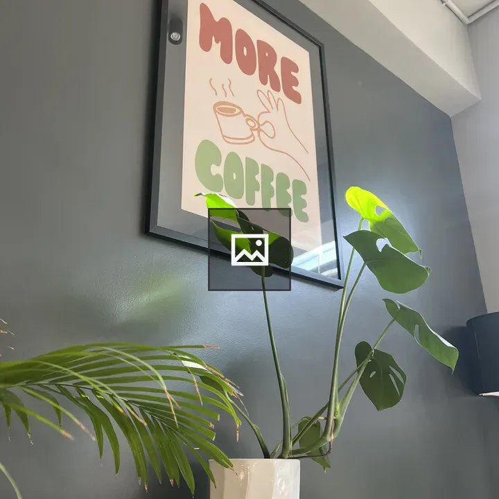 Monstera Plant Under Coffee Artwork