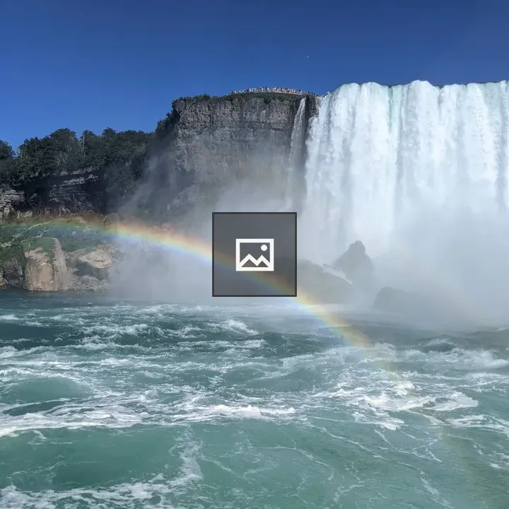 Waterfall edge with rainbow