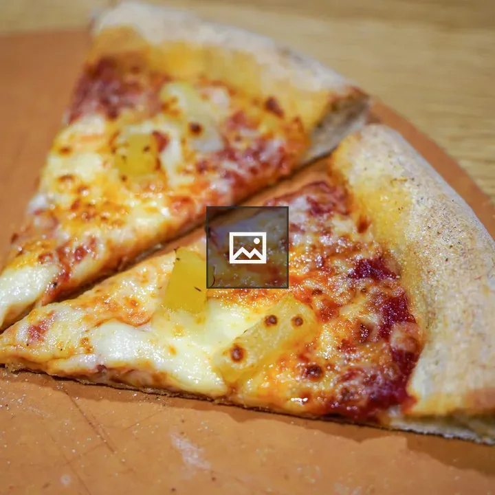 Pizza with Pineapple on Wood