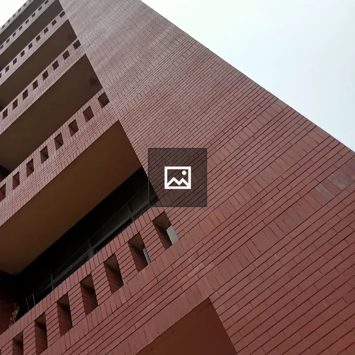 Tall red brick university building