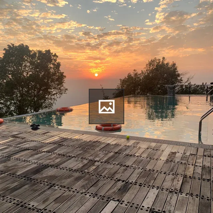 Sunset over infinity pool in Bangladesh