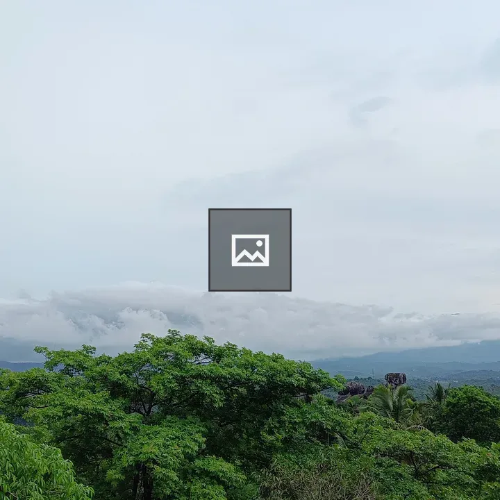 Forest landscape with hills and clouds