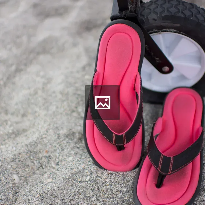 Pink and black sandals