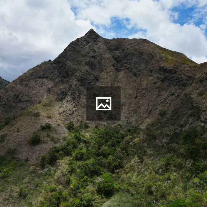 Rocky mountain peak with greenery