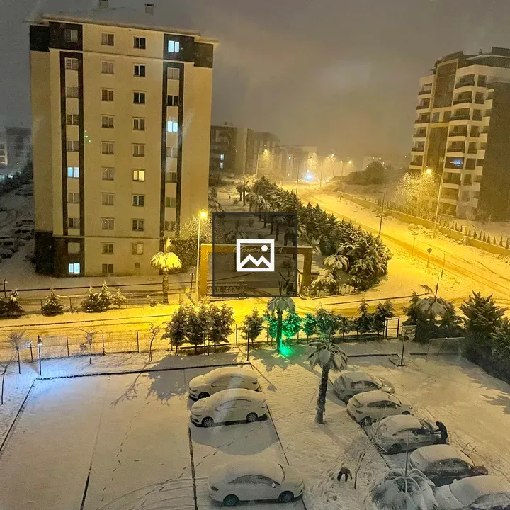 Snow at bright night