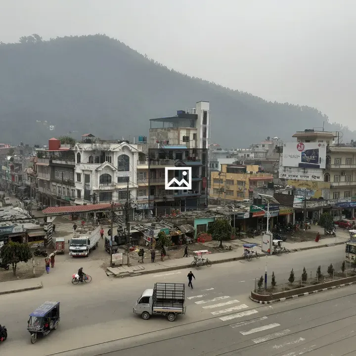 Town Street with Mountains