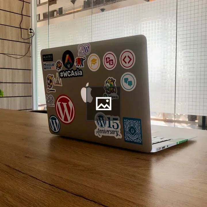 Laptop with WordPress stickers