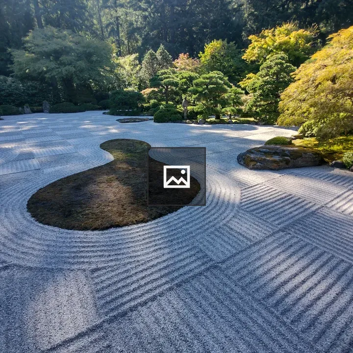 Serene Zen Garden with Raked Gravel