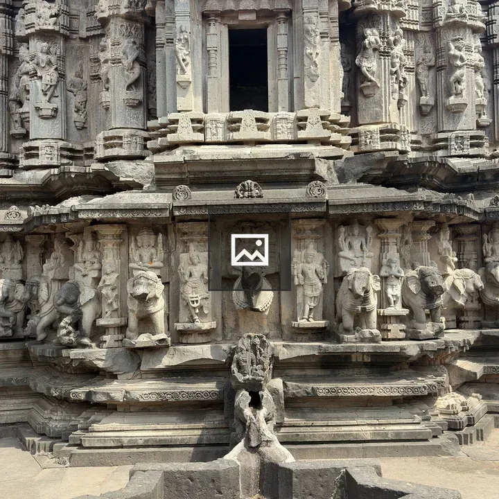 Temple façade carving close-up