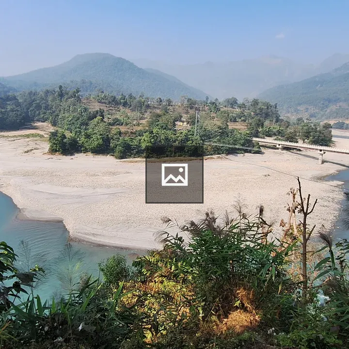 River Scene with Lake and Mountains