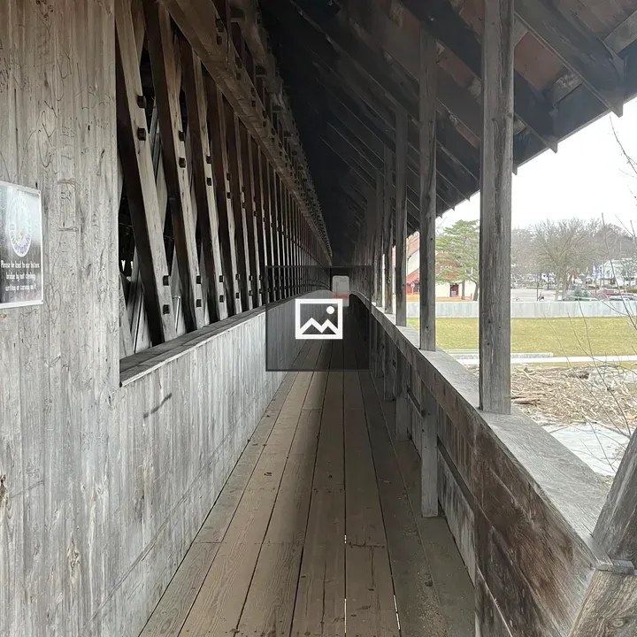 Covered wooden boardwalk