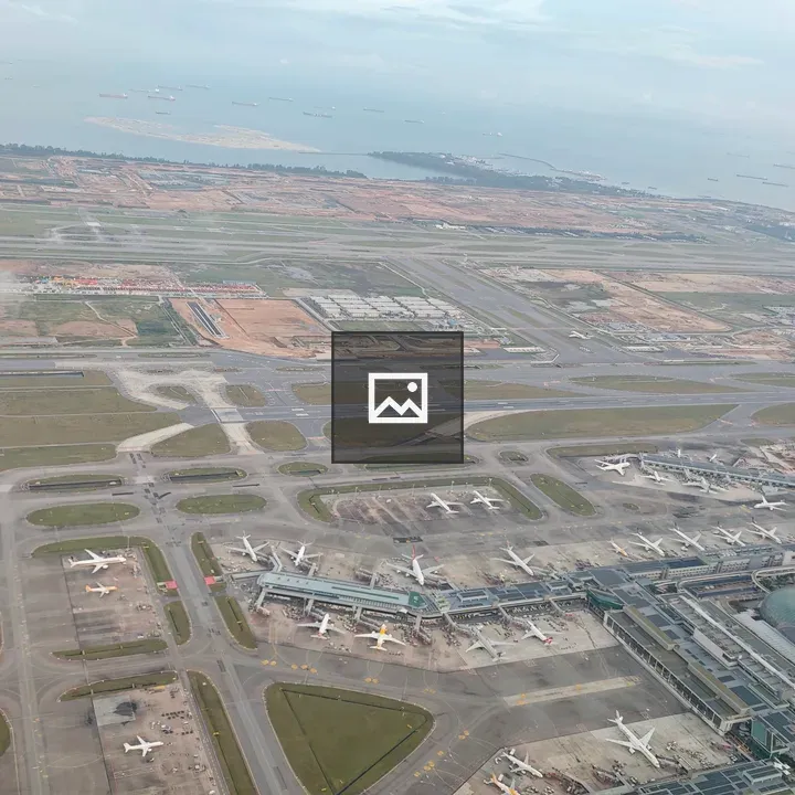 Bird's-eye view of Singapore airport aircraft