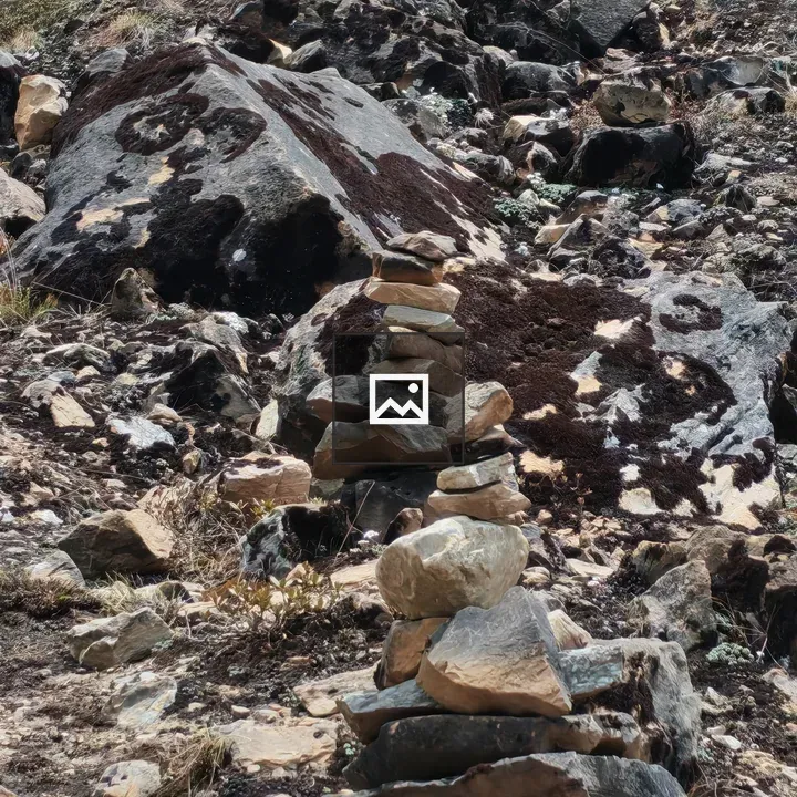 Rocky cairns on terrain