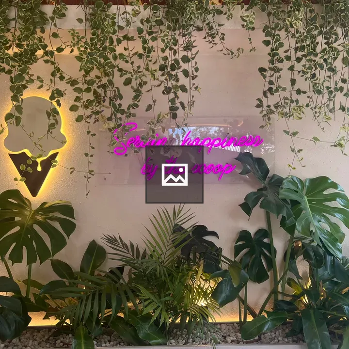 Green wall with pink neon sign