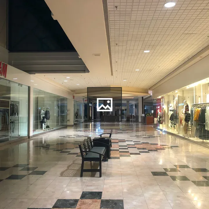 Empty shopping mall at night