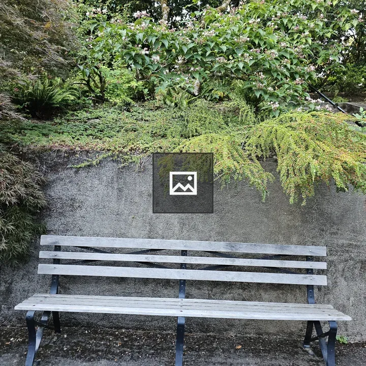 Quiet bench by stone wall