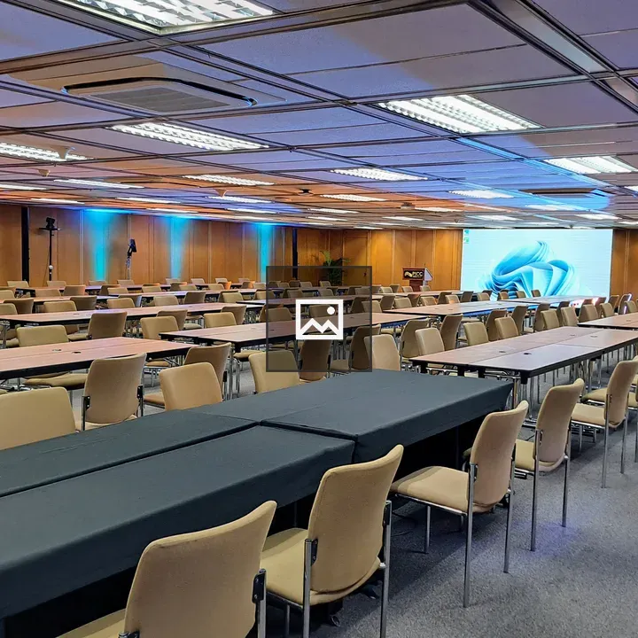 Conference room with rows of tables