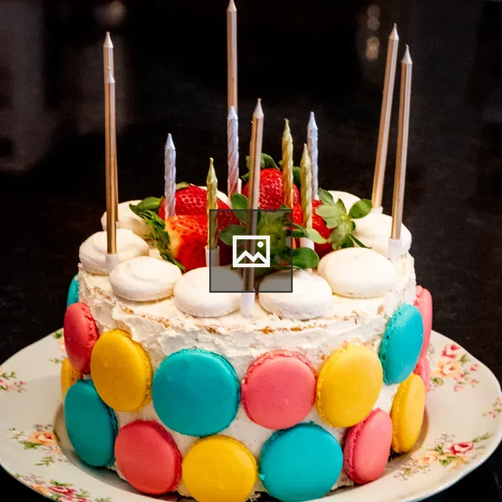 Birthday cake and macarons
