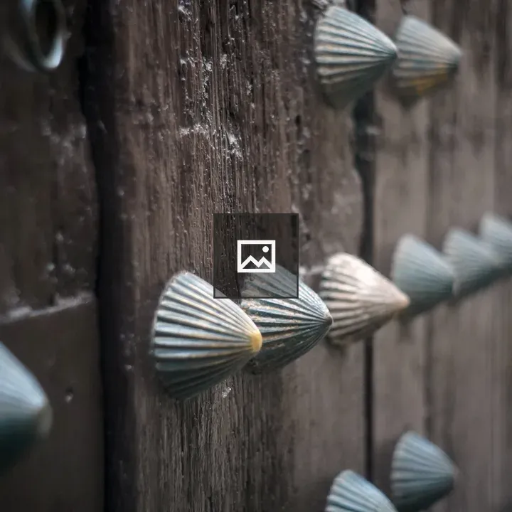 Old wooden door with iron studs