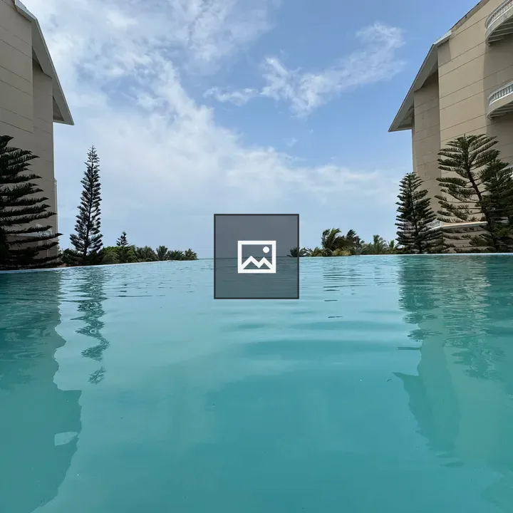Infinity pool and pine trees