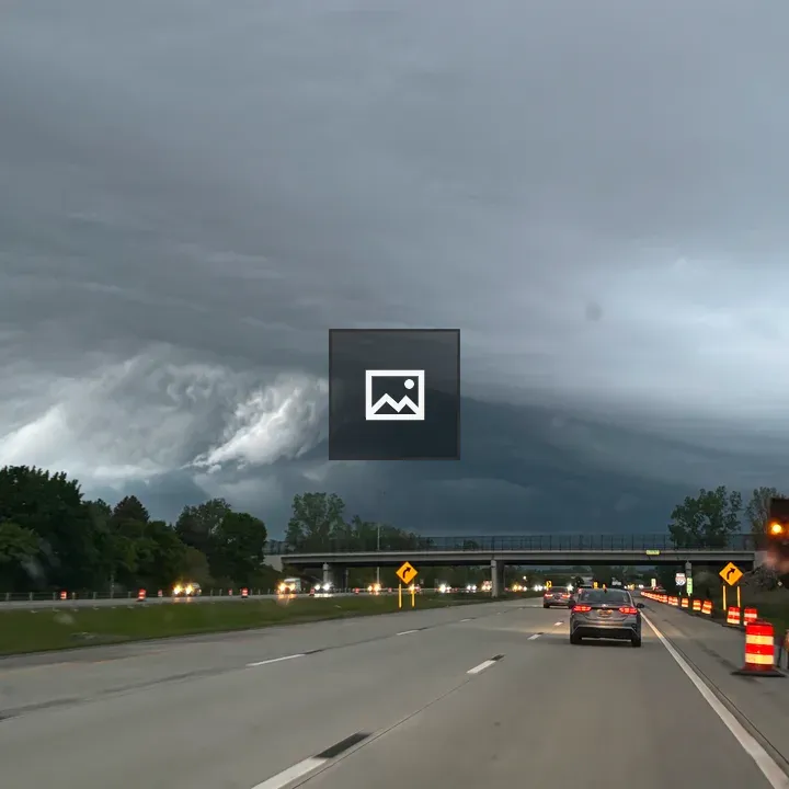 Dramatic storm clouds over highway