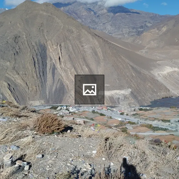 Mountain village in rugged landscape