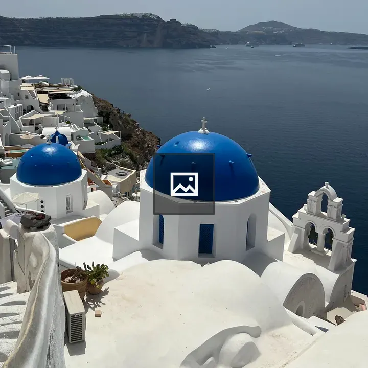 Blue Domed Santorini Buildings