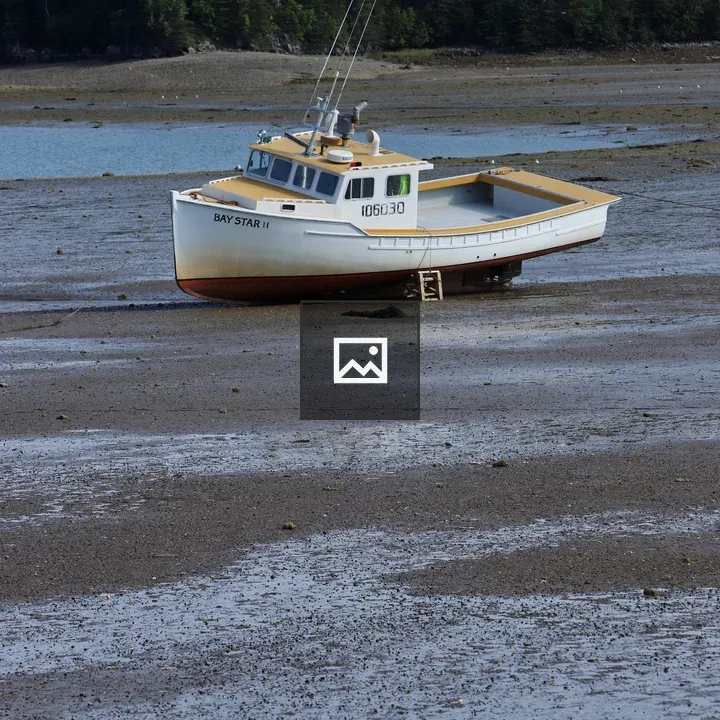 Boat on the ground in a mudflat