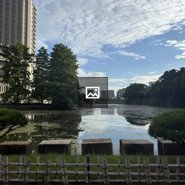 City park waterway with trees