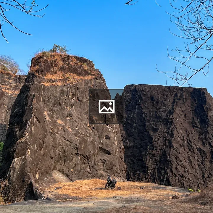 Rocky landscape with motorcycle