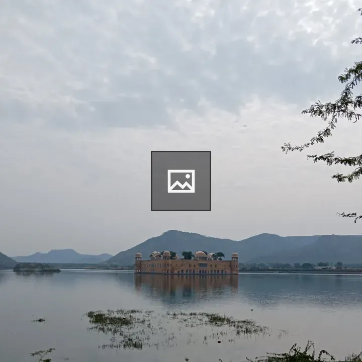 Historic building on lake