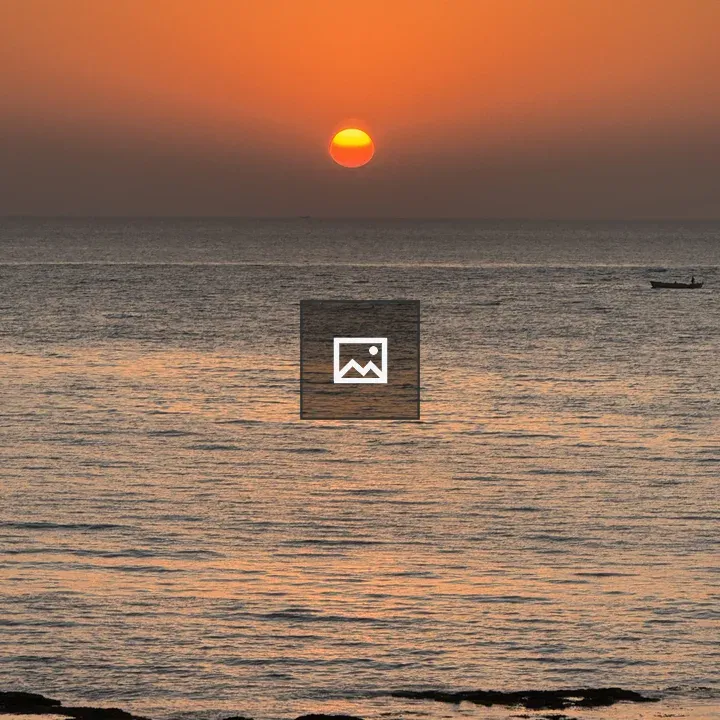 Sunset over the sea with rocks