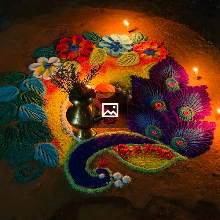 Rangoli Pattern with Colored Powders