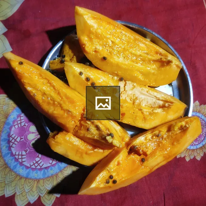 Papaya on Silver Plate