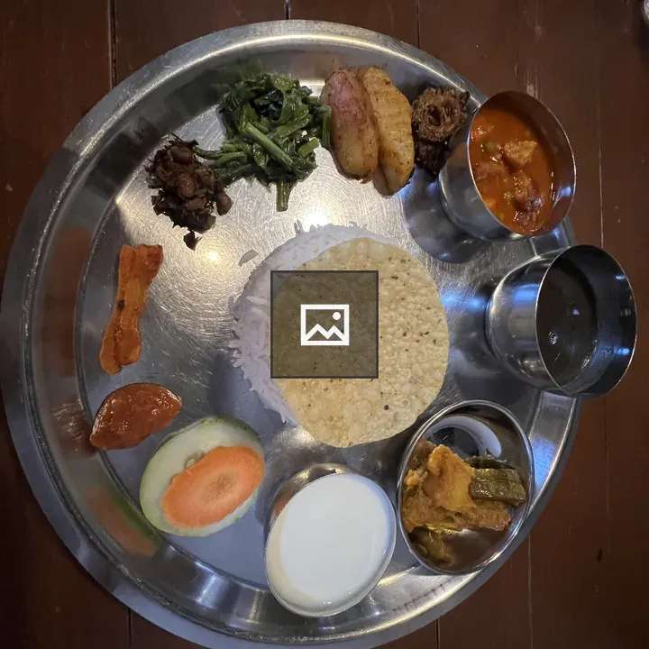 Nepali thali platter with rice