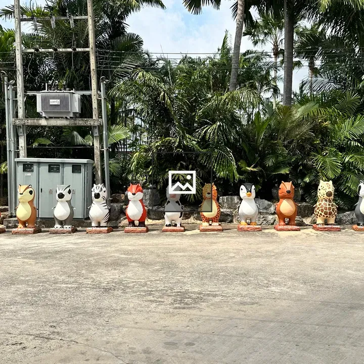 Colorful animal statues on street