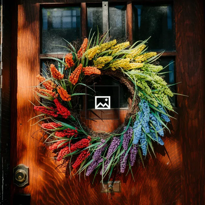Decorative wreath on a door