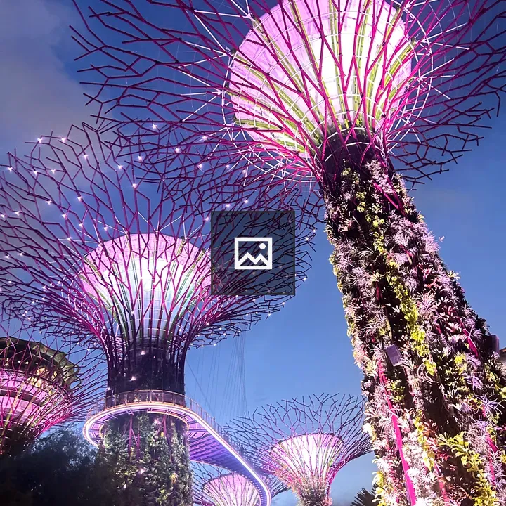Illuminated futuristic tree structures