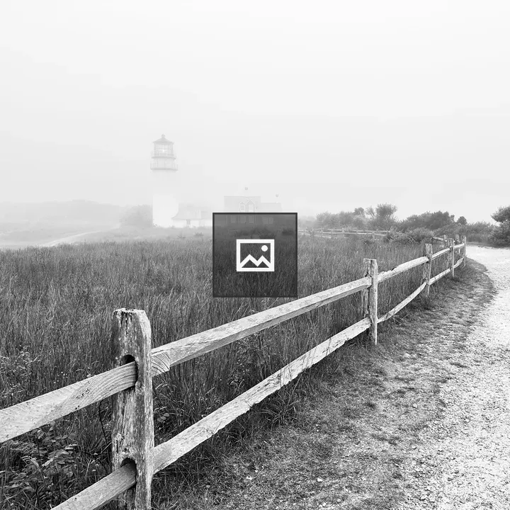Lighthouse by Misty Cape Cod Fence