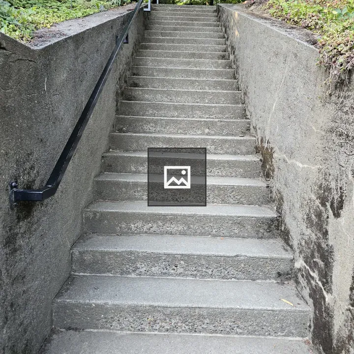 Concrete staircase with greenery