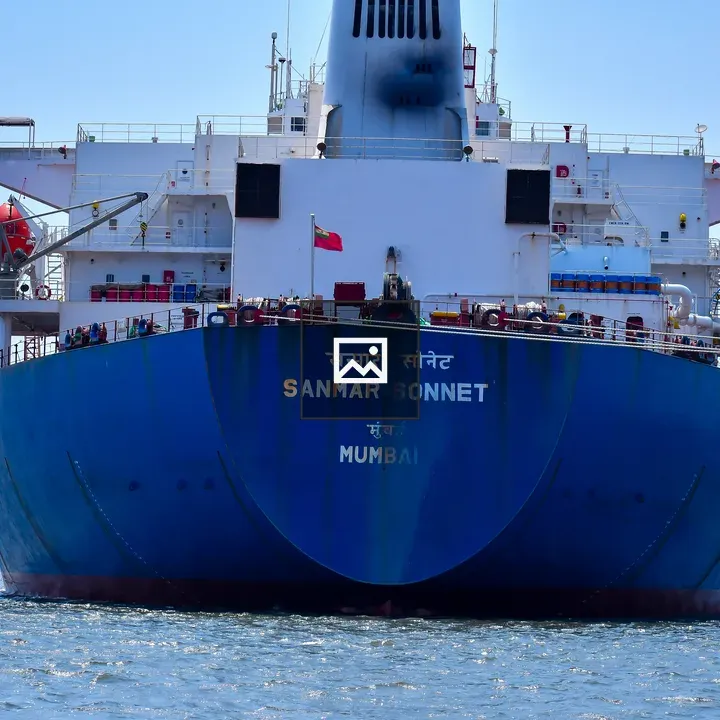 Ship on blue water