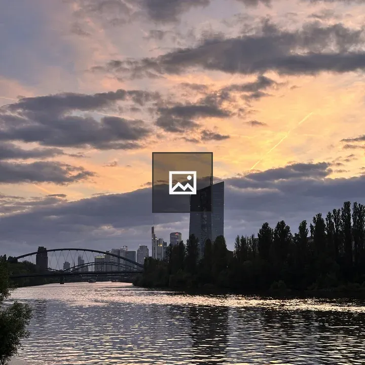 Evening Rhine River View in Frankfurt