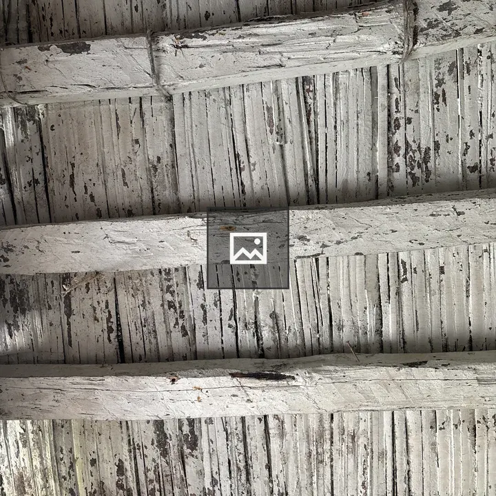Textured ceiling with wooden beams