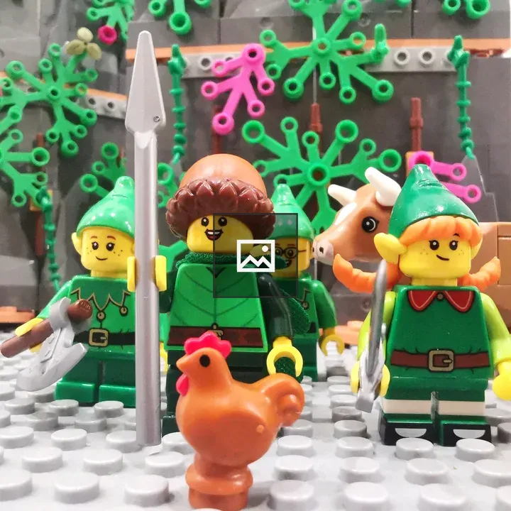 Miniature Lego Elf Figures on Board