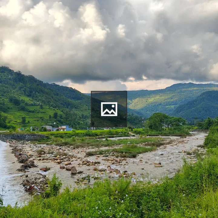 Winding river among rocky banks