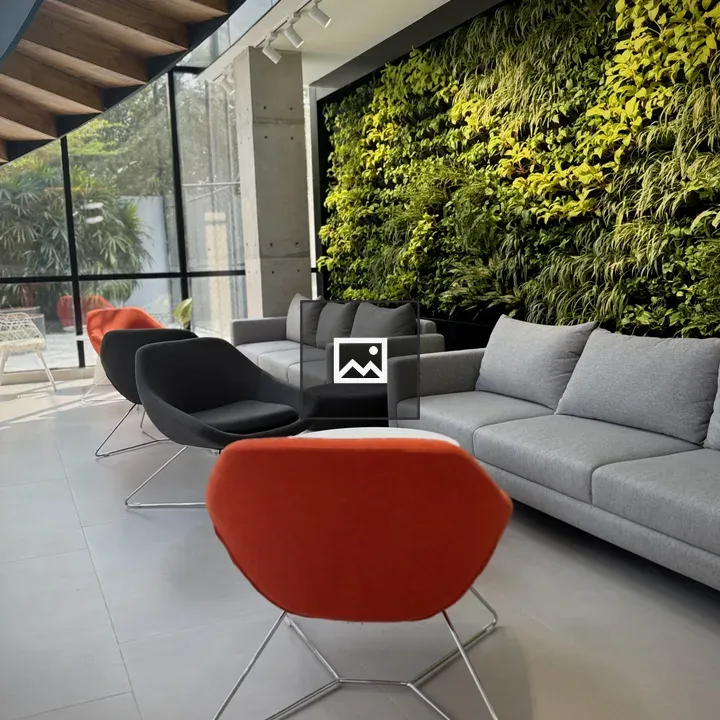Interior wall with greenery and seating