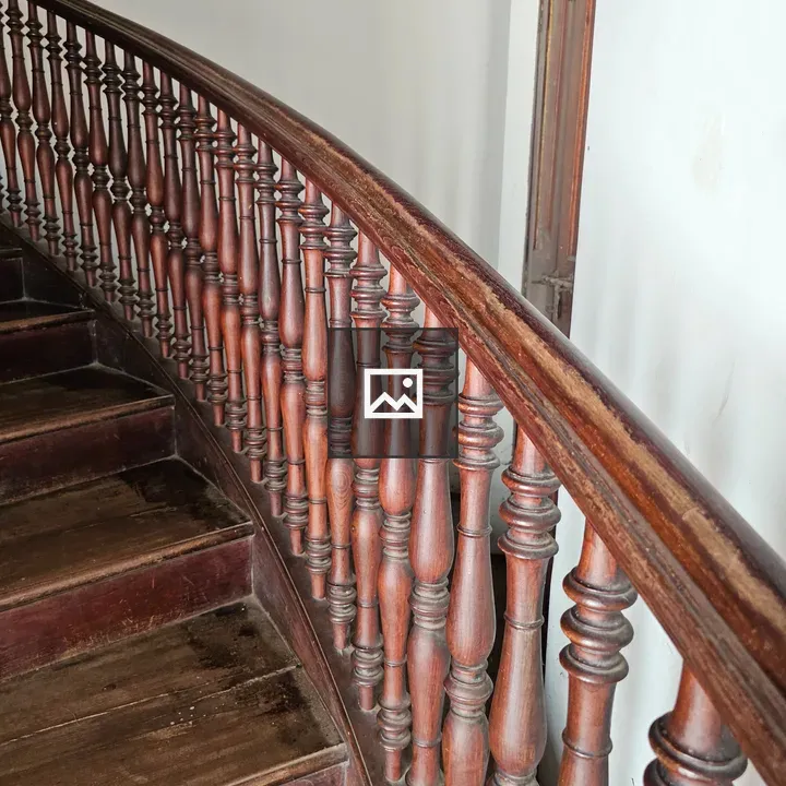 Polished wooden staircase
