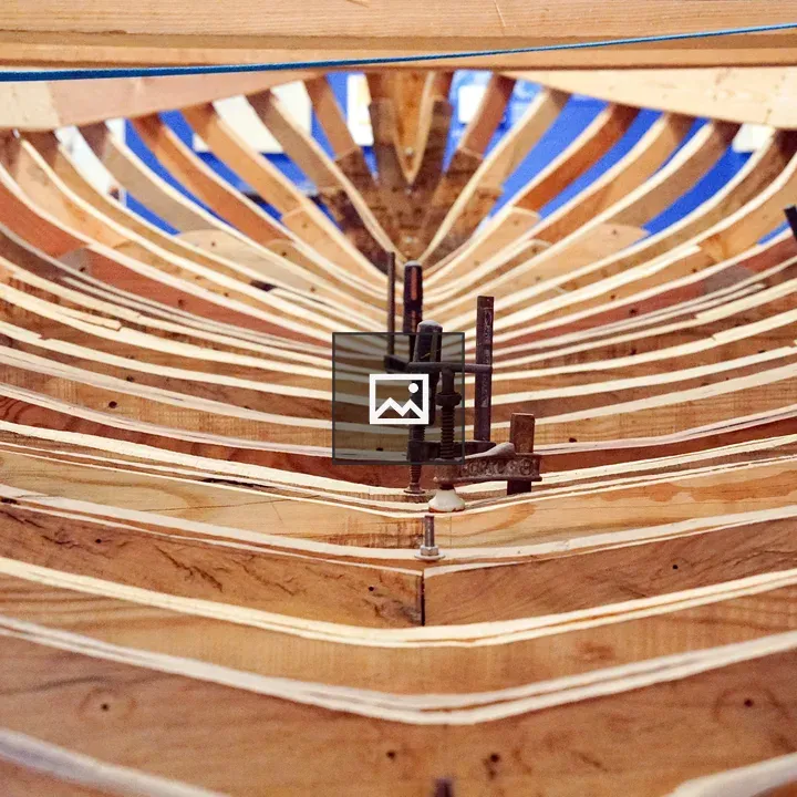 Wooden boat frame construction